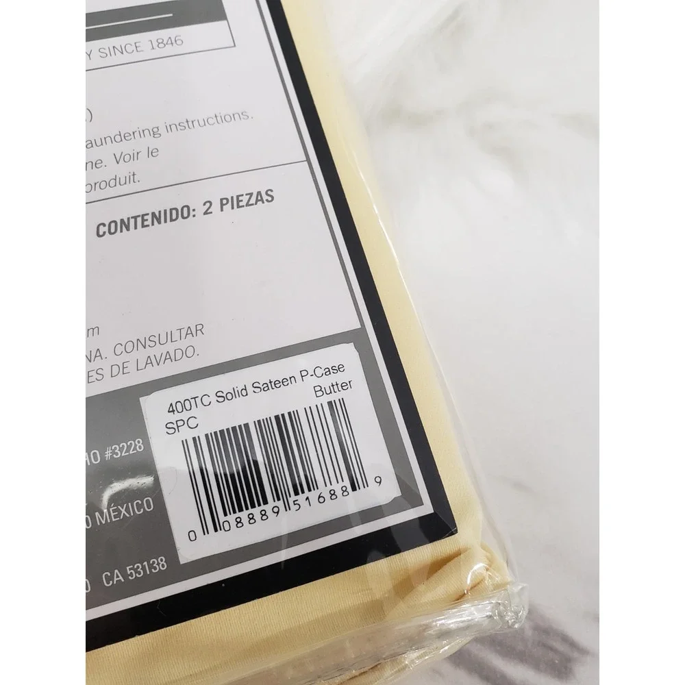 BUTTER YELLOW Wamsutta 400 Thread Count 100% Cotton 2 Standard Pillowcases Solid